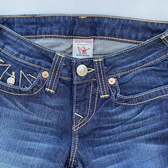 $231 True Religion Women’s Becky Heritage Jeans Slim Bootcut Dark Blue Size 25 - Picture 8 of 13